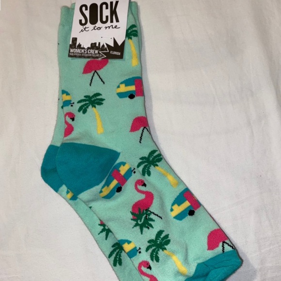 Florida Flamingo, Palmtree & Camper Crew Socks - Picture 2 of 2